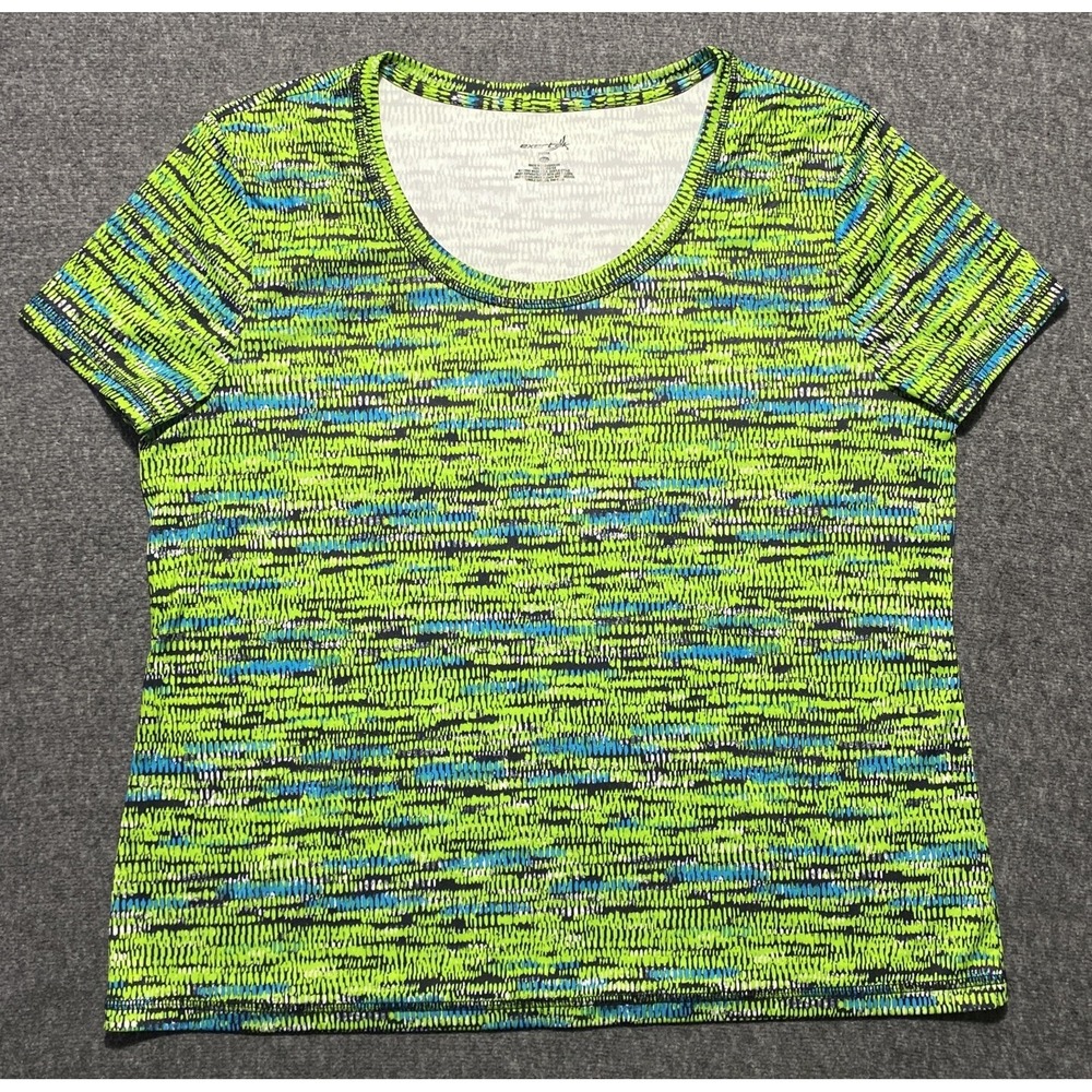 Exertek Petite Neon Spacedye Short Sleeve Top Womens  Scoop Neck size XL